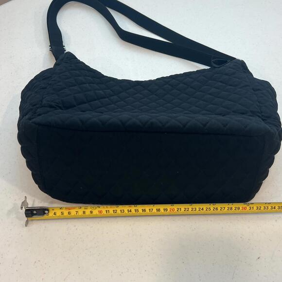 Vera Bradley Solid Black Glenna Quilted Shoulder Bag Purse Red Rose - Picture 5 of 9